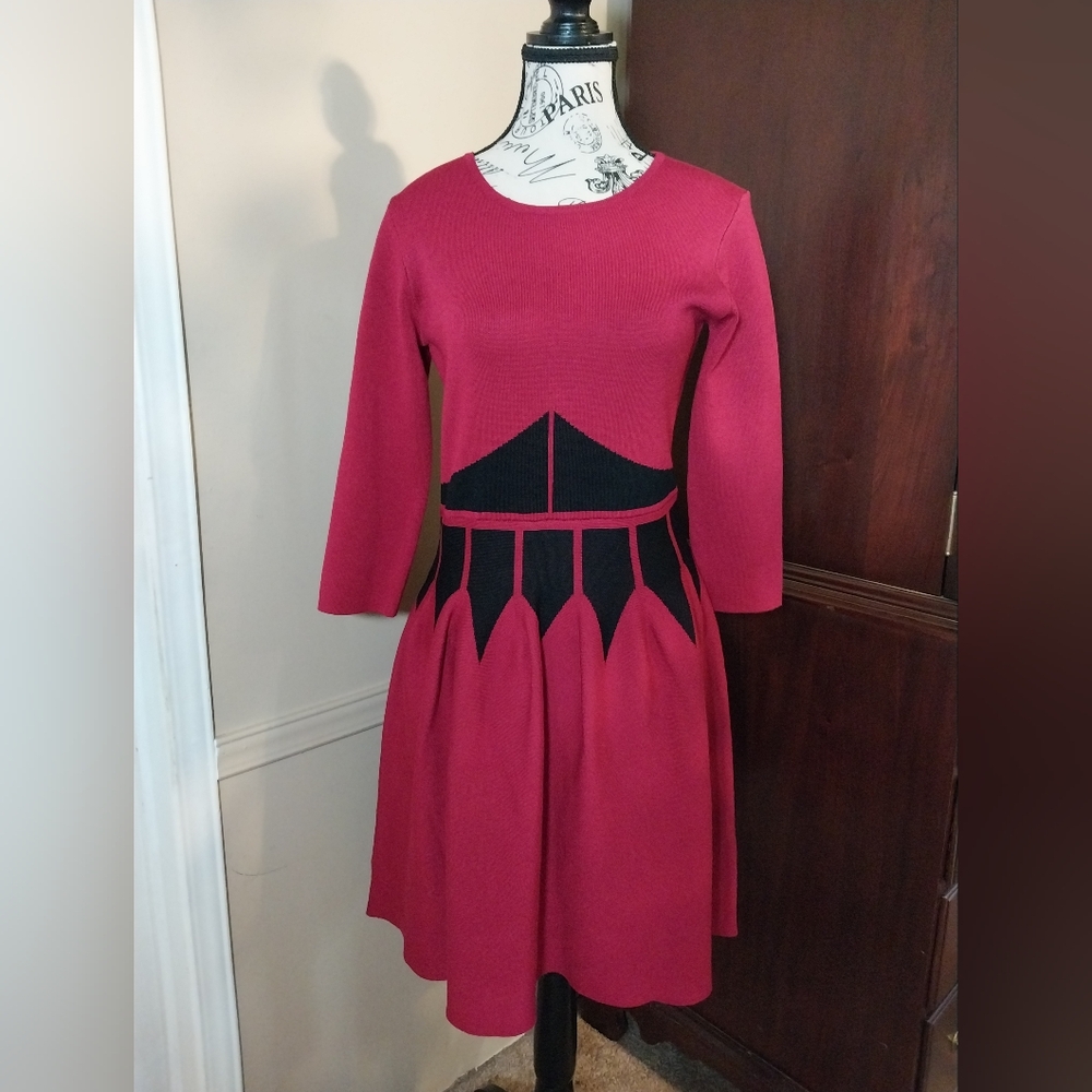 Just... Taylor Medium Red and Black Stretch Knit Sweater Vest